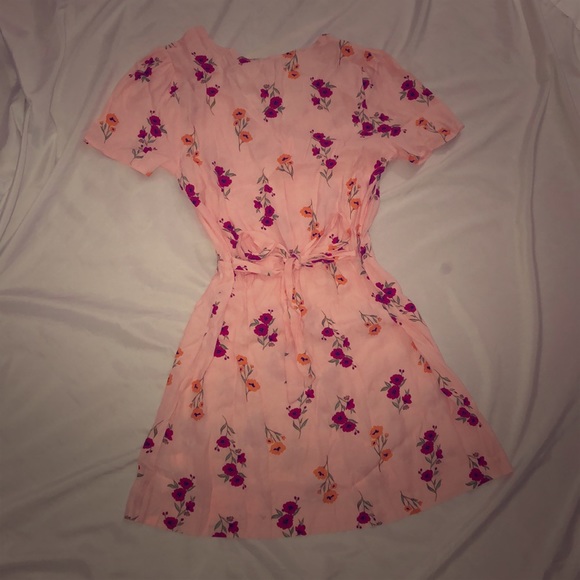 Forever21 Woven Floral Pattern Dress Peach/Red NWT - Picture 3 of 5